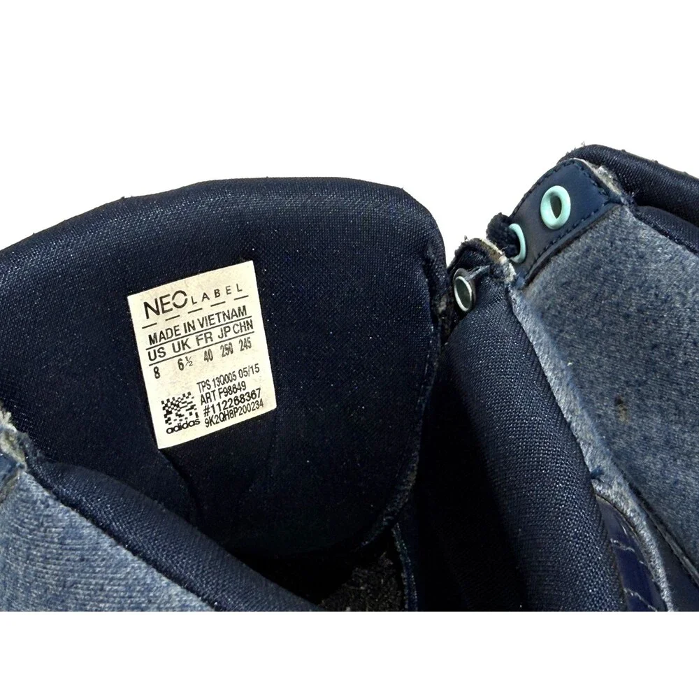 Adidas Neo Super High Wedge Trainers Womens US 8 Navy Blue White Shoes READ
